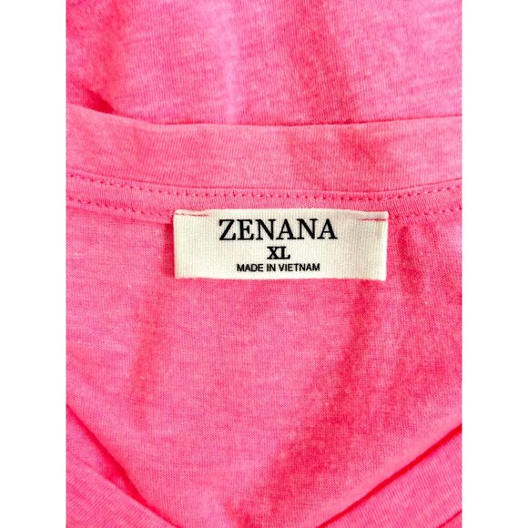 Zenana Women's V-Neck Short Sleeve Tee Shirt in Pink - Sz XL - Picture 3 of 5